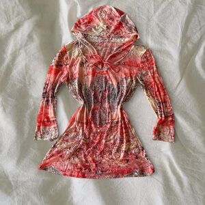 Christina Red and Pink Hooded Sweatshirt